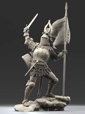 German Medieval Knight with flag